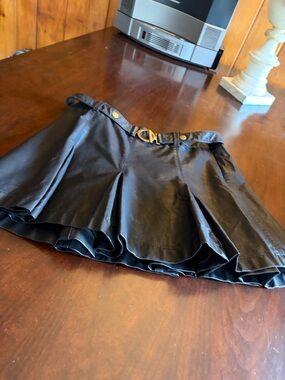 Free People Black Faux Leather Skater Mini Skirt